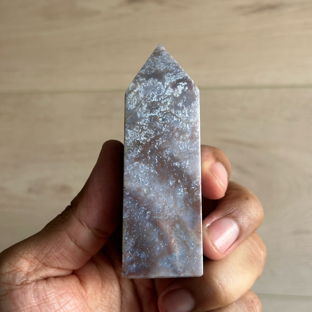 Purple Moss Agate Tower (Obelisk)